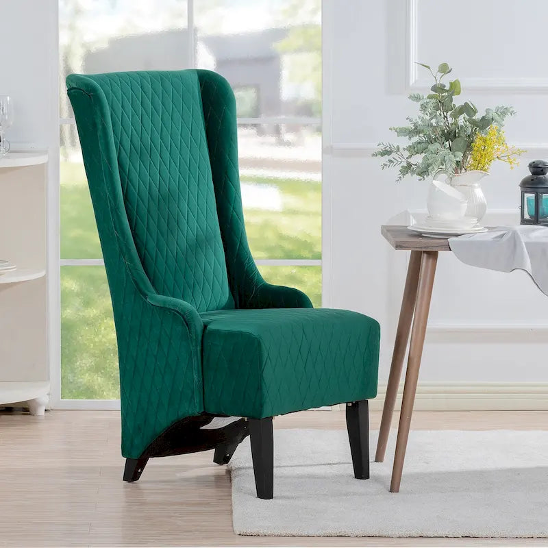 Fauteuil d'appoint en velours à oreilles avec pieds en bois – Bleu / Gris / Vert Rétro, Monoplace