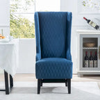 Fauteuil d'appoint en velours à oreilles avec pieds en bois – Bleu / Gris / Vert Rétro, Monoplace
