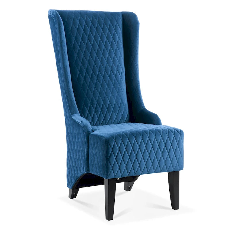 Fauteuil d'appoint en velours à oreilles avec pieds en bois – Bleu / Gris / Vert Rétro, Monoplace
