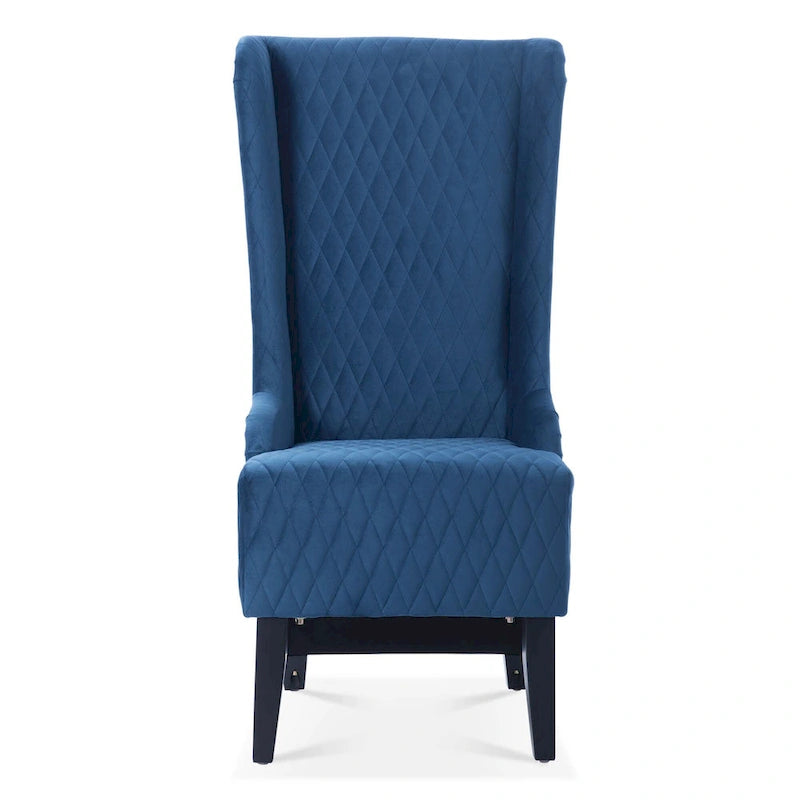 Fauteuil d'appoint en velours à oreilles avec pieds en bois – Bleu / Gris / Vert Rétro, Monoplace