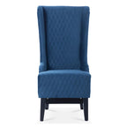 Fauteuil d'appoint en velours à oreilles avec pieds en bois – Bleu / Gris / Vert Rétro, Monoplace