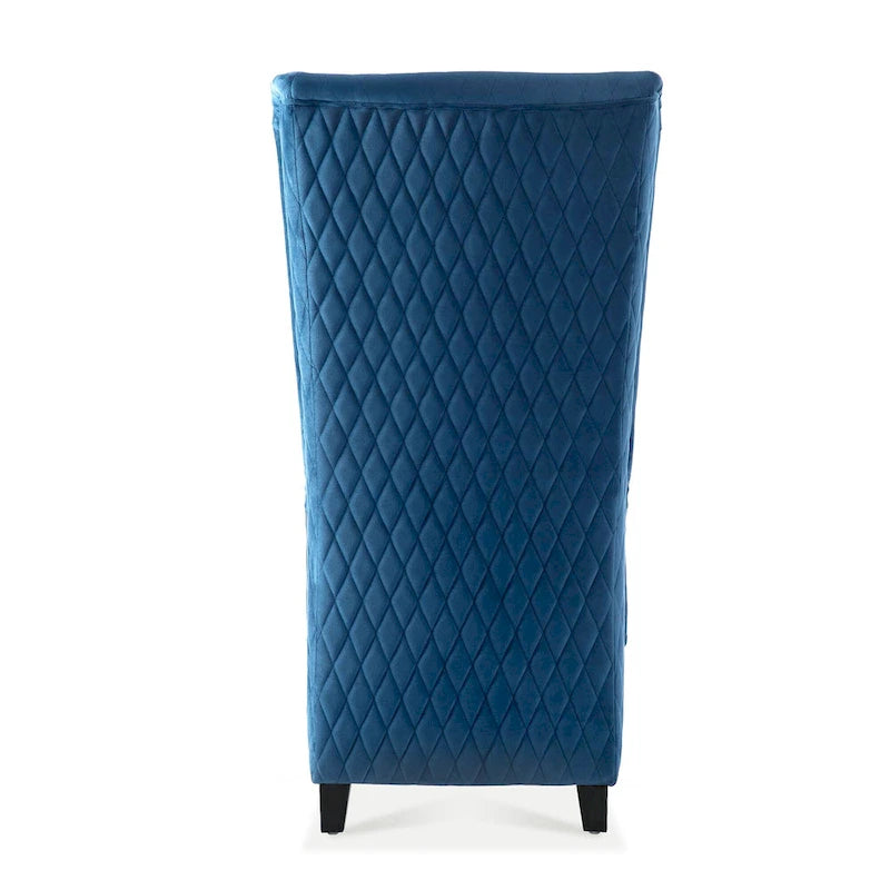 Fauteuil d'appoint en velours à oreilles avec pieds en bois – Bleu / Gris / Vert Rétro, Monoplace