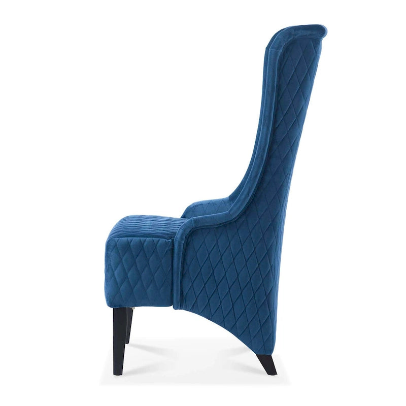 Fauteuil d'appoint en velours à oreilles avec pieds en bois – Bleu / Gris / Vert Rétro, Monoplace