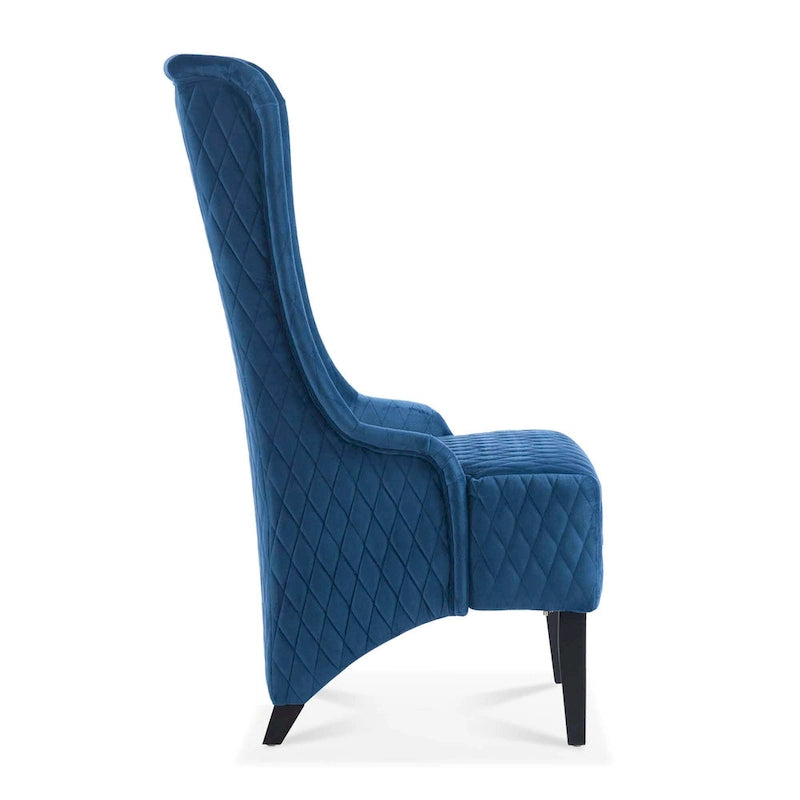 Fauteuil d'appoint en velours à oreilles avec pieds en bois – Bleu / Gris / Vert Rétro, Monoplace