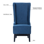 Fauteuil d'appoint en velours à oreilles avec pieds en bois – Bleu / Gris / Vert Rétro, Monoplace