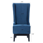 Fauteuil d'appoint en velours à oreilles avec pieds en bois – Bleu / Gris / Vert Rétro, Monoplace