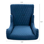 Fauteuil d'appoint en velours à oreilles avec pieds en bois – Bleu / Gris / Vert Rétro, Monoplace