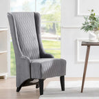 Fauteuil d'appoint en velours à oreilles avec pieds en bois – Bleu / Gris / Vert Rétro, Monoplace