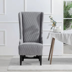 Fauteuil d'appoint en velours à oreilles avec pieds en bois – Bleu / Gris / Vert Rétro, Monoplace
