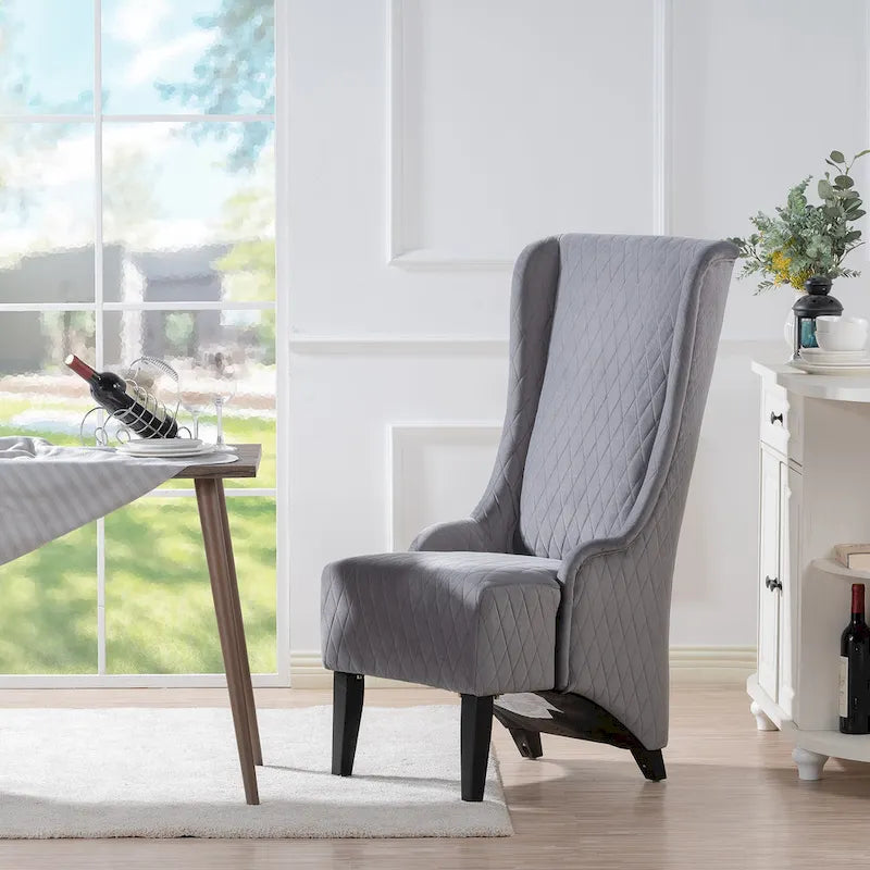 Fauteuil d'appoint en velours à oreilles avec pieds en bois – Bleu / Gris / Vert Rétro, Monoplace