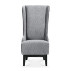 Fauteuil d'appoint en velours à oreilles avec pieds en bois – Bleu / Gris / Vert Rétro, Monoplace