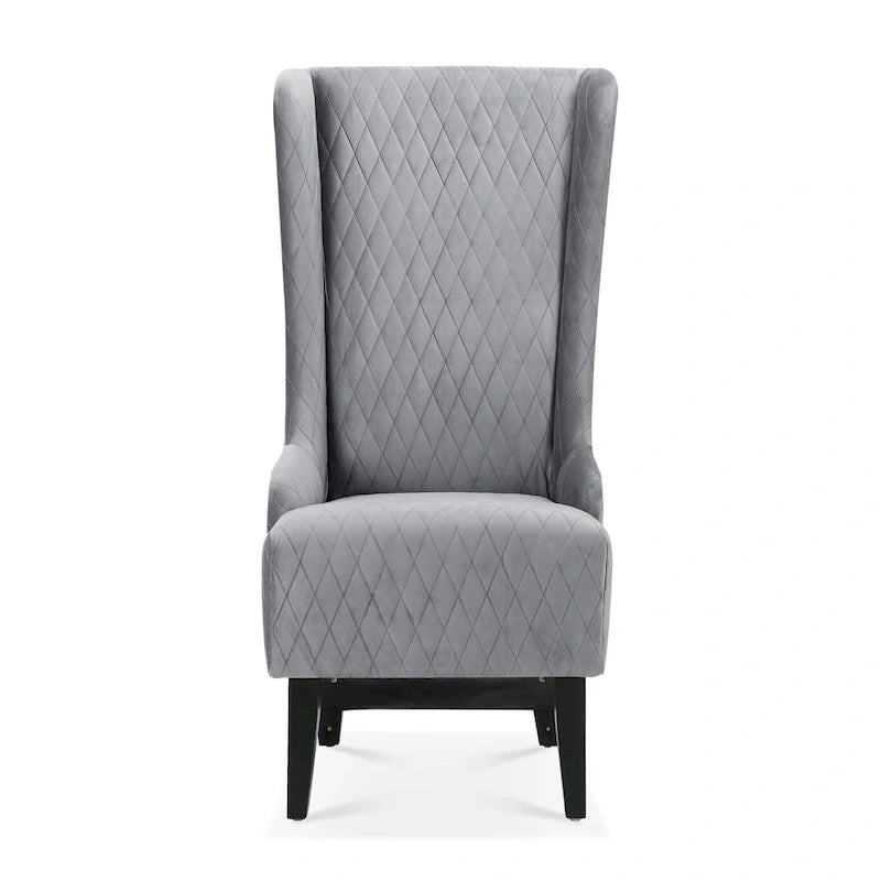 Fauteuil d'appoint en velours à oreilles avec pieds en bois – Bleu / Gris / Vert Rétro, Monoplace