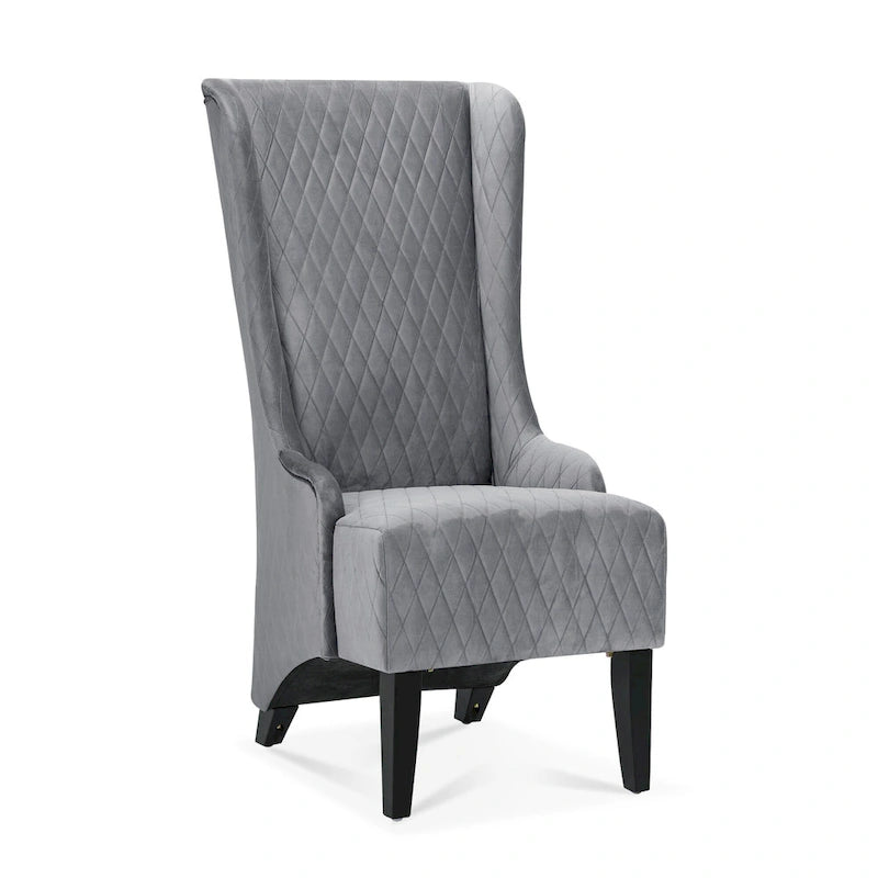 Fauteuil d'appoint en velours à oreilles avec pieds en bois – Bleu / Gris / Vert Rétro, Monoplace