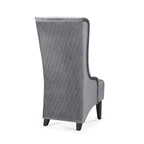 Fauteuil d'appoint en velours à oreilles avec pieds en bois – Bleu / Gris / Vert Rétro, Monoplace