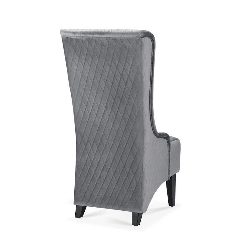 Fauteuil d'appoint en velours à oreilles avec pieds en bois – Bleu / Gris / Vert Rétro, Monoplace