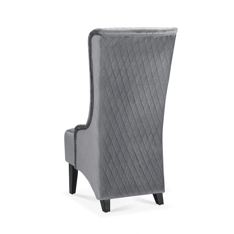 Fauteuil d'appoint en velours à oreilles avec pieds en bois – Bleu / Gris / Vert Rétro, Monoplace