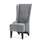 Fauteuil d'appoint en velours à oreilles avec pieds en bois – Bleu / Gris / Vert Rétro, Monoplace