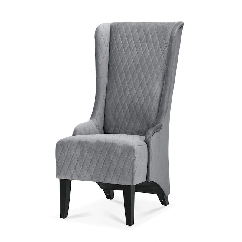 Fauteuil d'appoint en velours à oreilles avec pieds en bois – Bleu / Gris / Vert Rétro, Monoplace