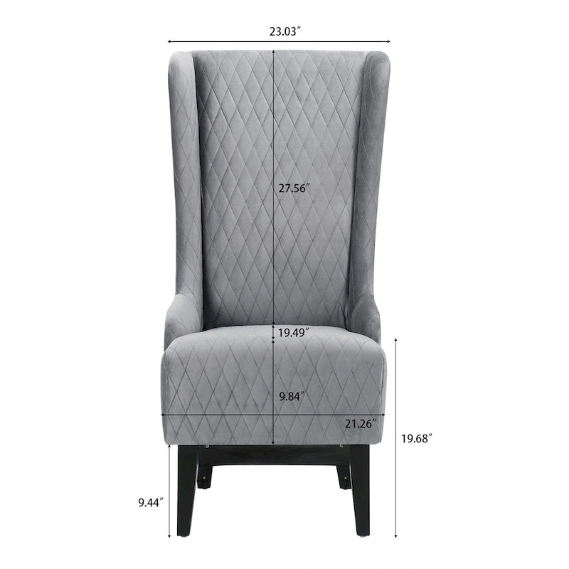 Fauteuil d'appoint en velours à oreilles avec pieds en bois – Bleu / Gris / Vert Rétro, Monoplace