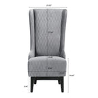 Fauteuil d'appoint en velours à oreilles avec pieds en bois – Bleu / Gris / Vert Rétro, Monoplace