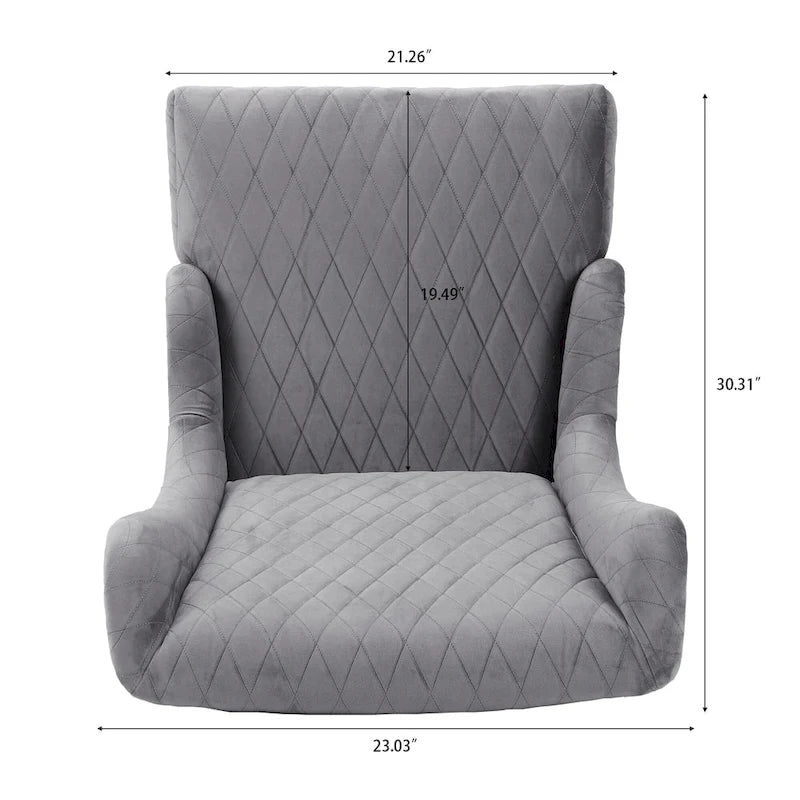 Fauteuil d'appoint en velours à oreilles avec pieds en bois – Bleu / Gris / Vert Rétro, Monoplace