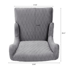 Fauteuil d'appoint en velours à oreilles avec pieds en bois – Bleu / Gris / Vert Rétro, Monoplace