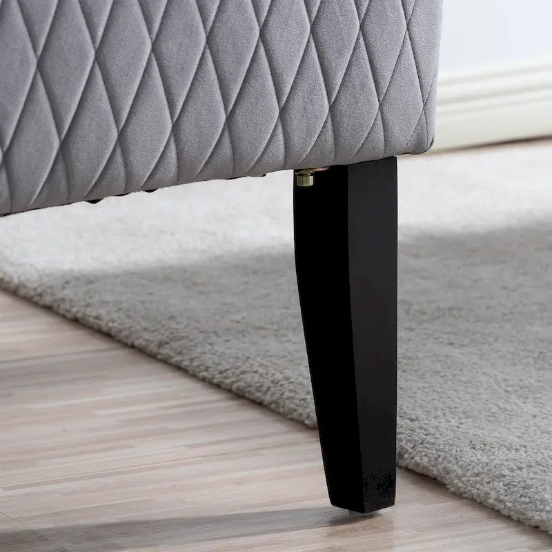 Fauteuil d'appoint en velours à oreilles avec pieds en bois – Bleu / Gris / Vert Rétro, Monoplace