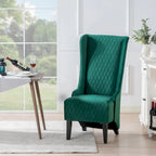 Fauteuil d'appoint en velours à oreilles avec pieds en bois – Bleu / Gris / Vert Rétro, Monoplace