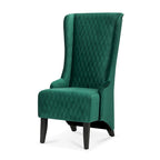 Fauteuil d'appoint en velours à oreilles avec pieds en bois – Bleu / Gris / Vert Rétro, Monoplace