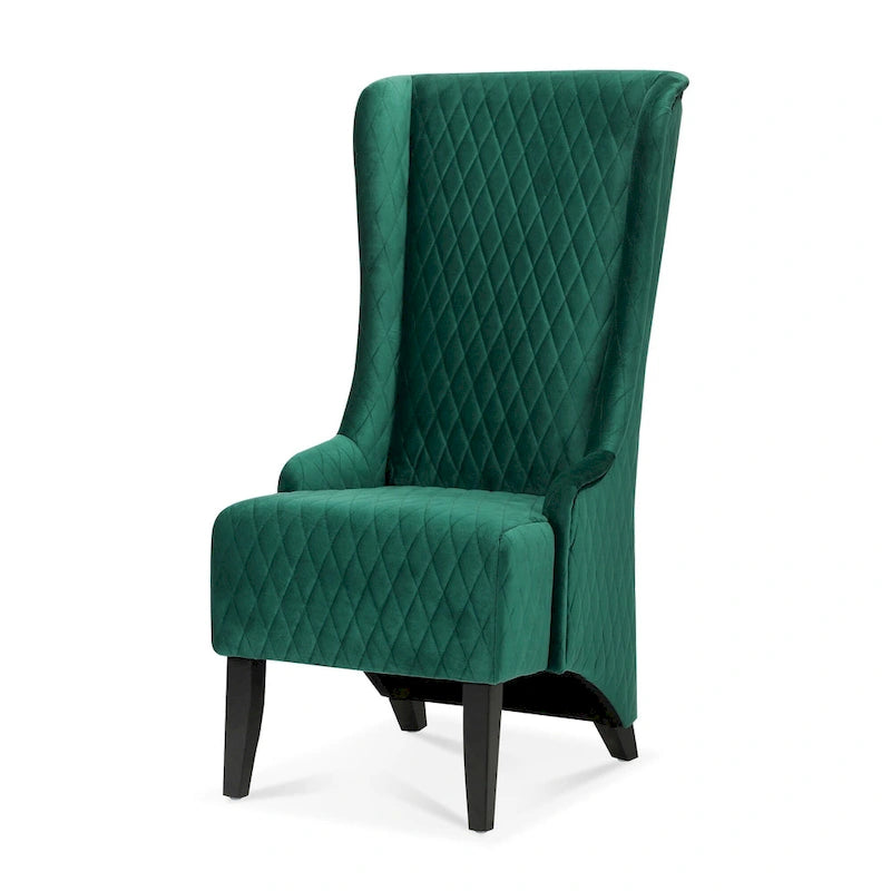Fauteuil d'appoint en velours à oreilles avec pieds en bois – Bleu / Gris / Vert Rétro, Monoplace