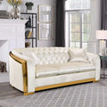 Canapé Chesterfield capitonné en velours avec pieds en acier inoxydable | 3 places | Beige / Gris / Noir / Bleu