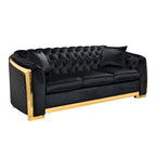 Canapé Chesterfield capitonné en velours avec pieds en acier inoxydable | 3 places | Beige / Gris / Noir / Bleu