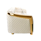 Canapé Chesterfield capitonné en velours avec pieds en acier inoxydable | 3 places | Beige / Gris / Noir / Bleu