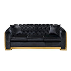Canapé Chesterfield capitonné en velours avec pieds en acier inoxydable | 3 places | Beige / Gris / Noir / Bleu