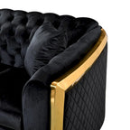 Canapé Chesterfield capitonné en velours avec pieds en acier inoxydable | 3 places | Beige / Gris / Noir / Bleu
