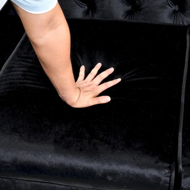 Canapé Chesterfield capitonné en velours avec pieds en acier inoxydable | 3 places | Beige / Gris / Noir / Bleu