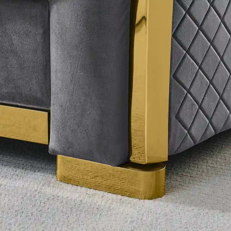 Canapé Chesterfield capitonné en velours avec pieds en acier inoxydable | 3 places | Beige / Gris / Noir / Bleu