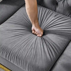 Canapé Chesterfield capitonné en velours avec pieds en acier inoxydable | 3 places | Beige / Gris / Noir / Bleu