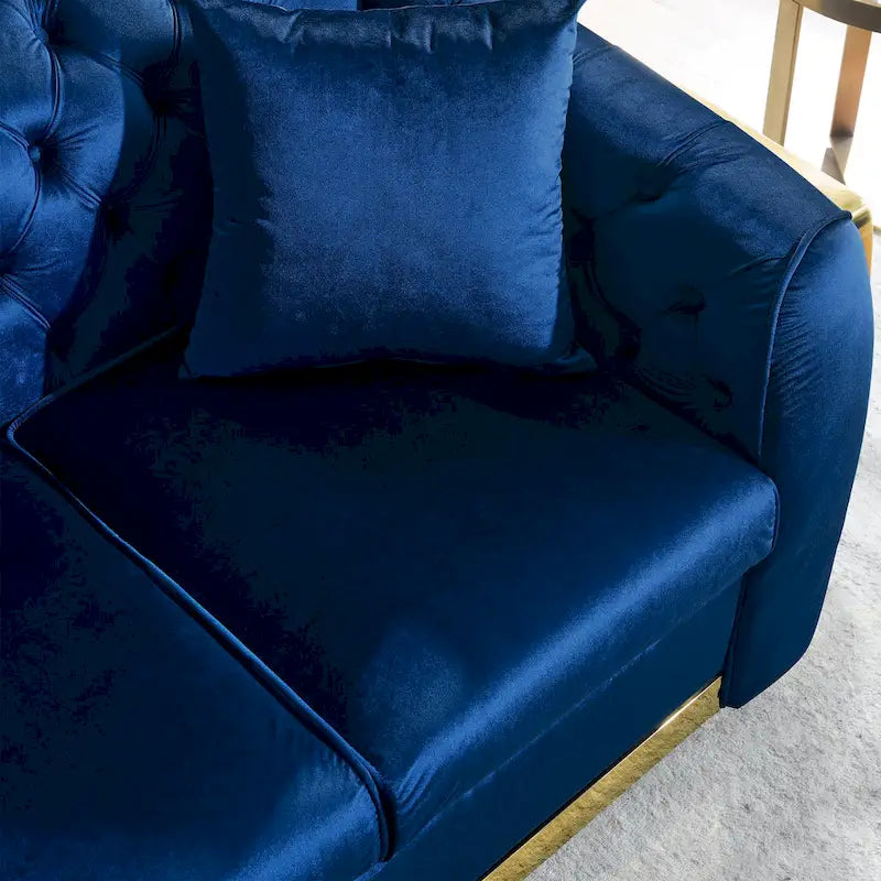 Canapé Chesterfield capitonné en velours avec pieds en acier inoxydable | 3 places | Beige / Gris / Noir / Bleu