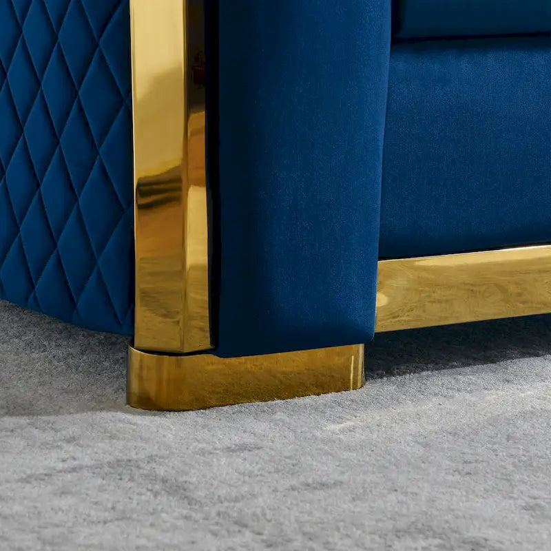 Canapé Chesterfield capitonné en velours avec pieds en acier inoxydable | 3 places | Beige / Gris / Noir / Bleu