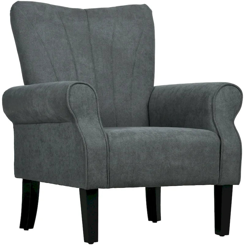 Fauteuil d'appoint gris foncé, style mi-siècle, une place