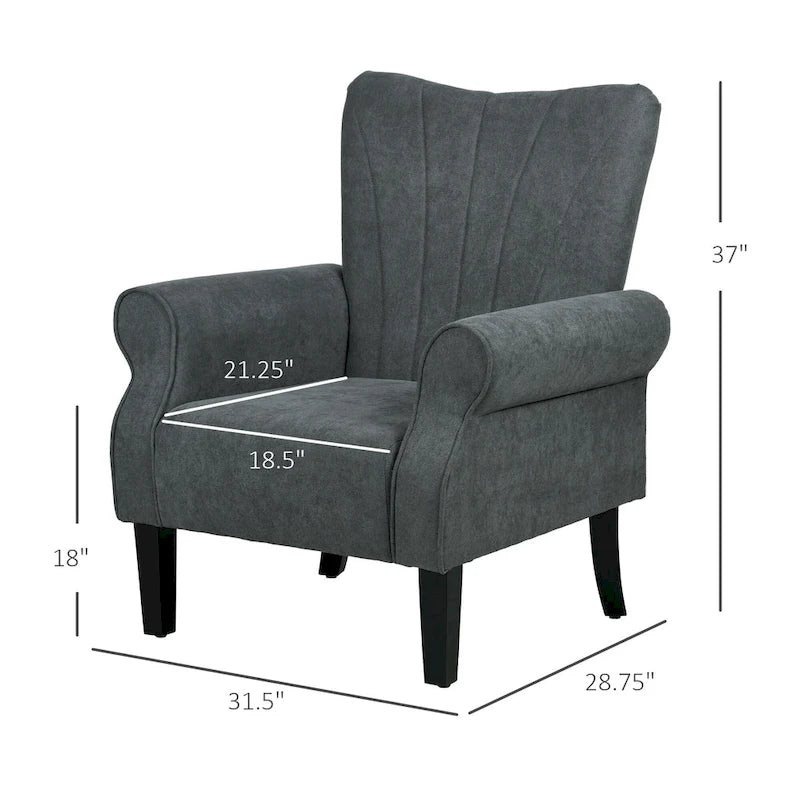 Fauteuil d'appoint gris foncé, style mi-siècle, une place