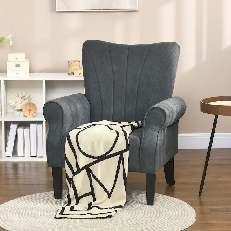 Fauteuil d'appoint gris foncé, style mi-siècle, une place