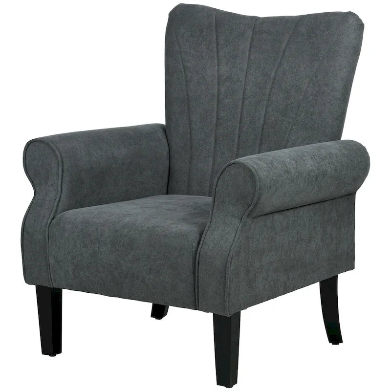 Fauteuil d'appoint gris foncé, style mi-siècle, une place