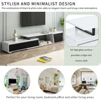 Meuble TV Extensible Blanc Laqué avec Tiroirs et Placard, pour TV jusqu'à 100"