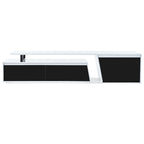 Meuble TV Extensible Blanc Laqué avec Tiroirs et Placard, pour TV jusqu'à 100"
