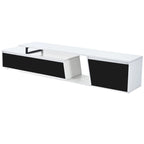 Meuble TV Extensible Blanc Laqué avec Tiroirs et Placard, pour TV jusqu'à 100"