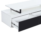 Meuble TV Extensible Blanc Laqué avec Tiroirs et Placard, pour TV jusqu'à 100"