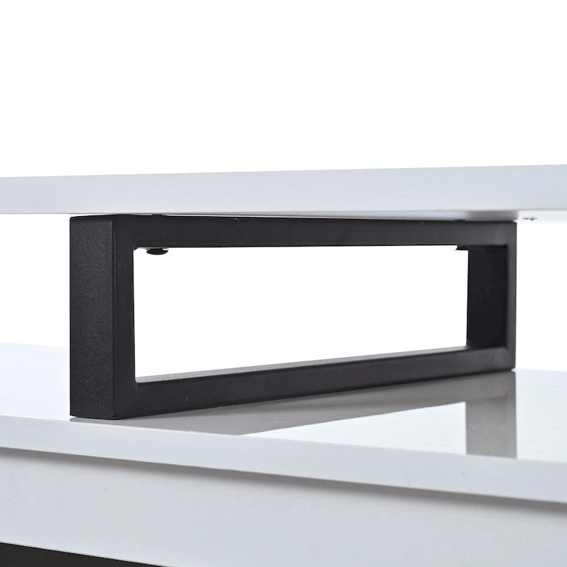 Meuble TV Extensible Blanc Laqué avec Tiroirs et Placard, pour TV jusqu'à 100"