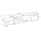 Meuble TV Extensible Blanc Laqué avec Tiroirs et Placard, pour TV jusqu'à 100"